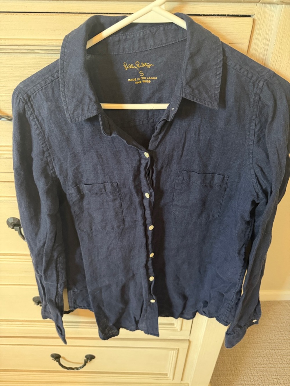 Lilly Pulitzer Navy Button-Front Linen Shirt